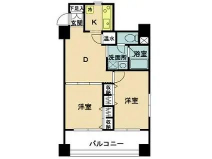 ラ・ペール・モリ(2DK/3階)の間取り写真