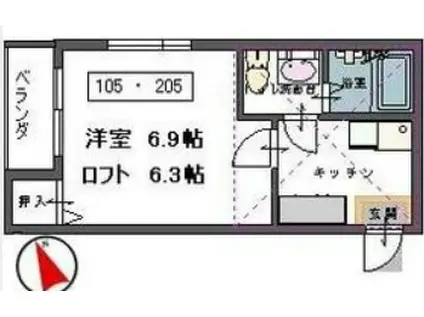 KSPACE文化町(1K/2階)の間取り写真