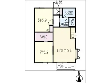 SUNムツミ A棟(2LDK/2階)の間取り写真