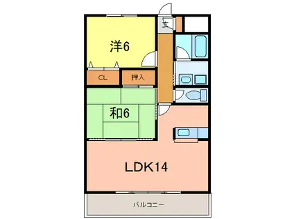 ステーシア雅II(2LDK/4階)の間取り写真