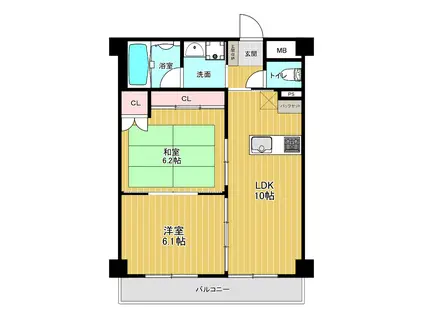 シャトー橿原(2LDK/5階)の間取り写真