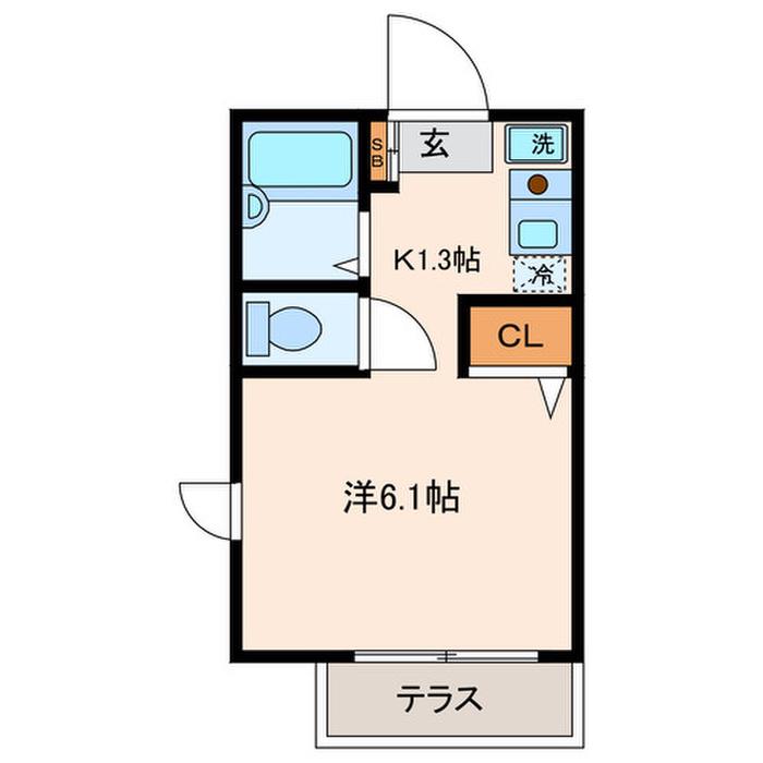 シャトー氷川台(1K/1階)の間取り写真