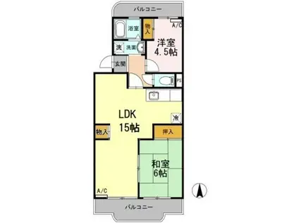 ノーブル高橋(2LDK/1階)の間取り写真