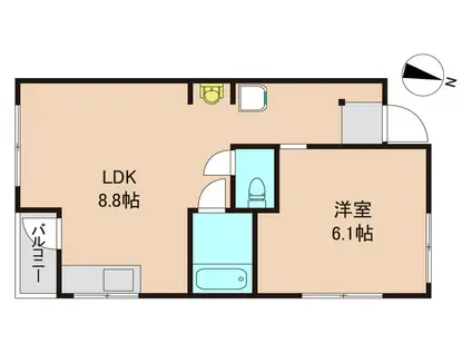 ルペール壱番館(1LDK/2階)の間取り写真