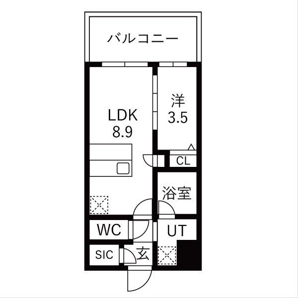 スプランディッド玉造(1LDK/2階)の間取り写真