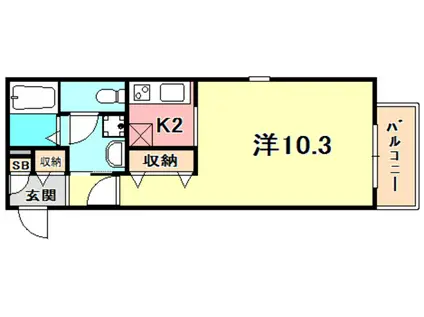 ドミール・ナチュレ(1K/2階)の間取り写真