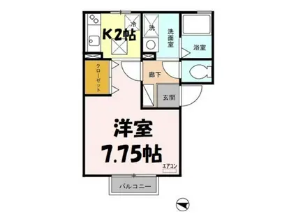 メゾンHOKUSHINⅡ(1K/1階)の間取り写真