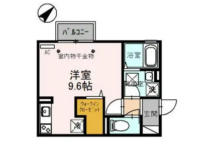 ハイエストヒル(ワンルーム/1階)の間取り写真