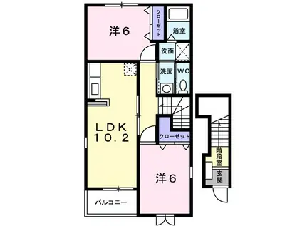 パッサージュI(2LDK/2階)の間取り写真