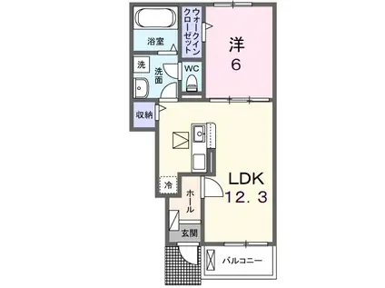 クレメントII(1LDK/1階)の間取り写真