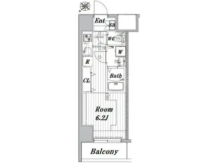メイクスデザイン川崎(1K/9階)の間取り写真