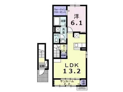 ヴィラ シャロー(1LDK/2階)の間取り写真