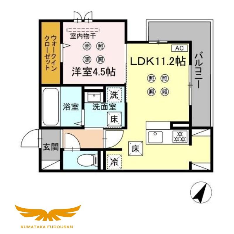シャルム新屋敷(1LDK/2階)の間取り写真