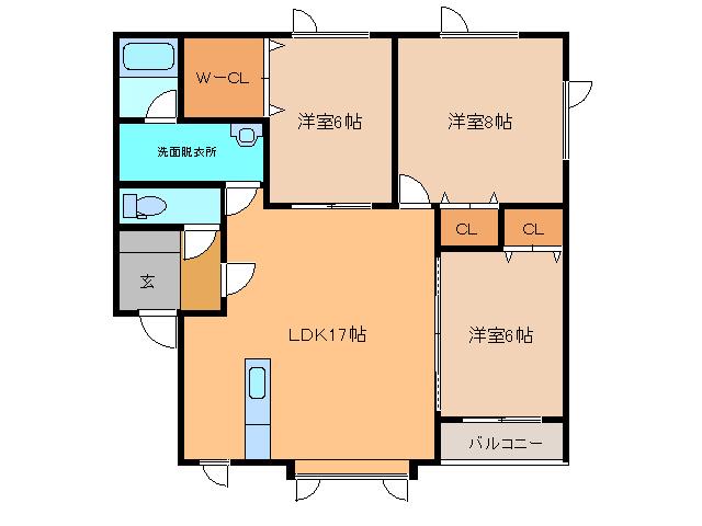 WISTERIA B(3LDK/1階)の間取り写真