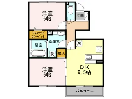 ハイツ東野Ⅱ(2DK/1階)の間取り写真
