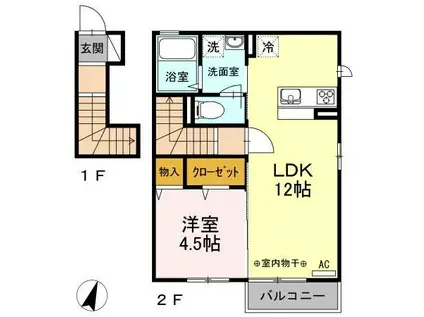 HERITAGE(1LDK/2階)の間取り写真