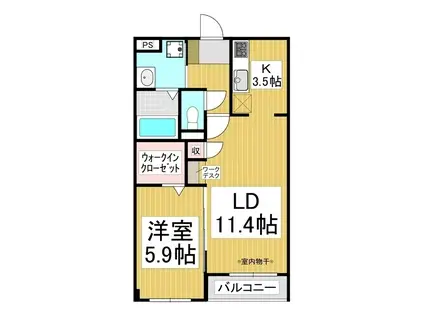 サン・フローラ南俣(1LDK/2階)の間取り写真