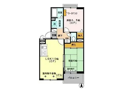 ピュアコート参番館(2LDK/3階)の間取り写真