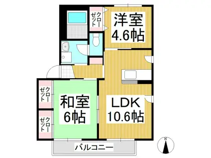 バリュージュトラウムC(2LDK/2階)の間取り写真