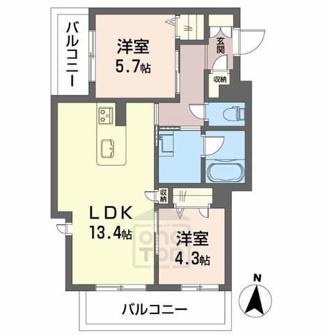 シャーメゾン ユウム(2LDK/3階)の間取り写真