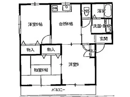 レジデンスアイ D(3DK/2階)の間取り写真