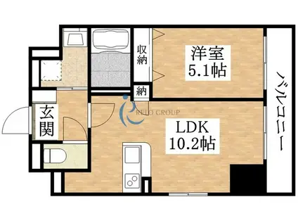 FERIO(1LDK/2階)の間取り写真