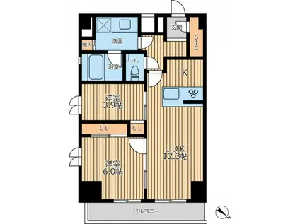シティラックスヨコハマ(2LDK/10階)の間取り写真