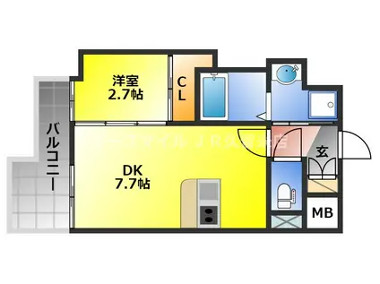 RESIDENCE花畑(1DK/5階)の間取り写真