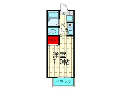 コスモス忍ヶ丘(1K/2階)の間取り写真