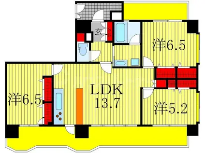 チサンロイヤルステージ柏(3LDK/3階)の間取り写真