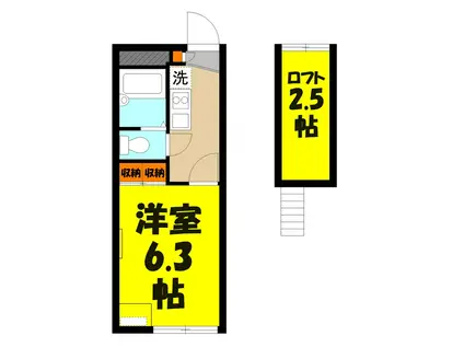 エターナル(1K/2階)の間取り写真
