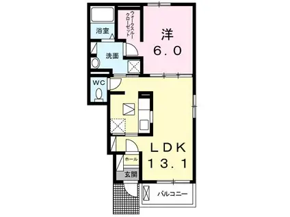 アメージング(1LDK/1階)の間取り写真