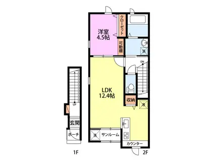 グラン・ラルジュ(1LDK/2階)の間取り写真