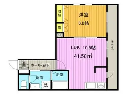 SOLEIL UN(1LDK/1階)の間取り写真