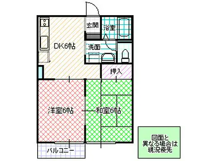シェリールアタゴII(2DK/2階)の間取り写真
