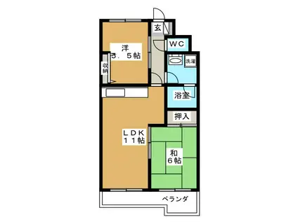 アサヒハイツ東葛西(2LDK/4階)の間取り写真