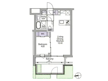 イプセ白金台(1LDK/1階)の間取り写真