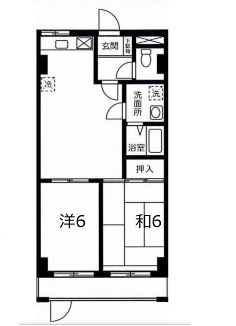 熊谷朝日ハイツ(2LDK/5階)の間取り写真