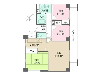 ラ・セーヌ兵庫(3LDK/7階)の間取り写真