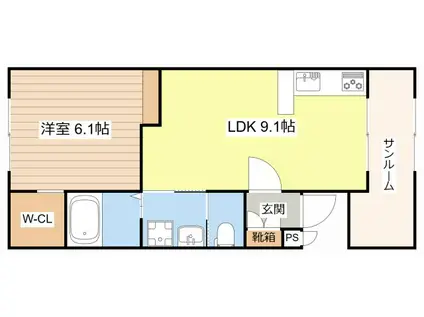 クレスト大戍亥2号館(1LDK/2階)の間取り写真