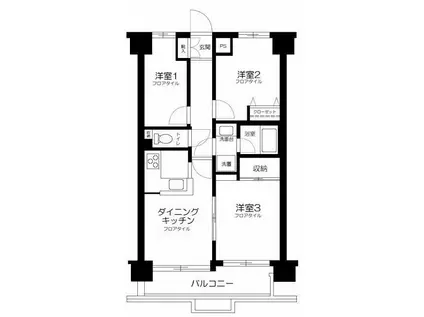 ワコーレ吉野町ガーデン(3DK/7階)の間取り写真