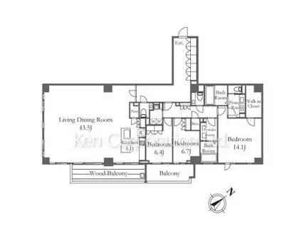 THE UPPER HOUSE SHIROKANE(3LDK/1階)の間取り写真