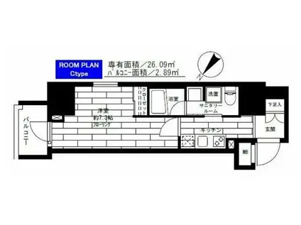 グランドコンシェルジュ蒲田(1K/11階)の間取り写真