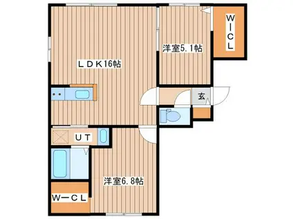 ELM GARDEN I(2LDK/1階)の間取り写真