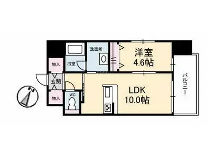 シャーメゾンステージ 碧・湯田(1LDK/13階)の間取り写真