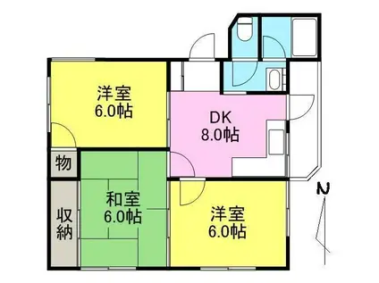 ウッドネスト木太(3DK/3階)の間取り写真