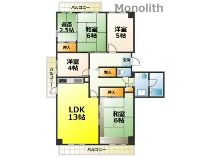 光明池駅前1号棟(5LDK/2階)の間取り写真
