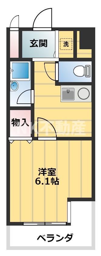 メルベーユ藤戸(1K/2階)の間取り写真