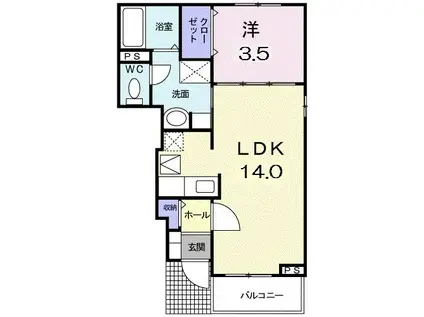 サンモール ジュジュ(1LDK/1階)の間取り写真