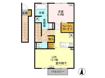 レガーロ潟町(1LDK/2階)の間取り写真